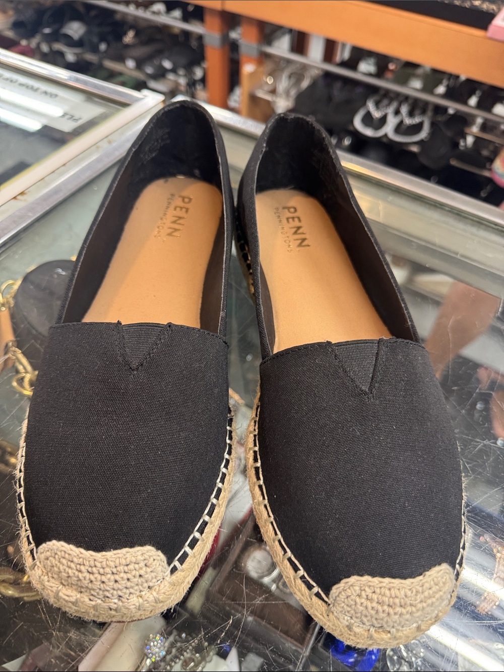 Penningtons Black Canvas Espadrille Flats